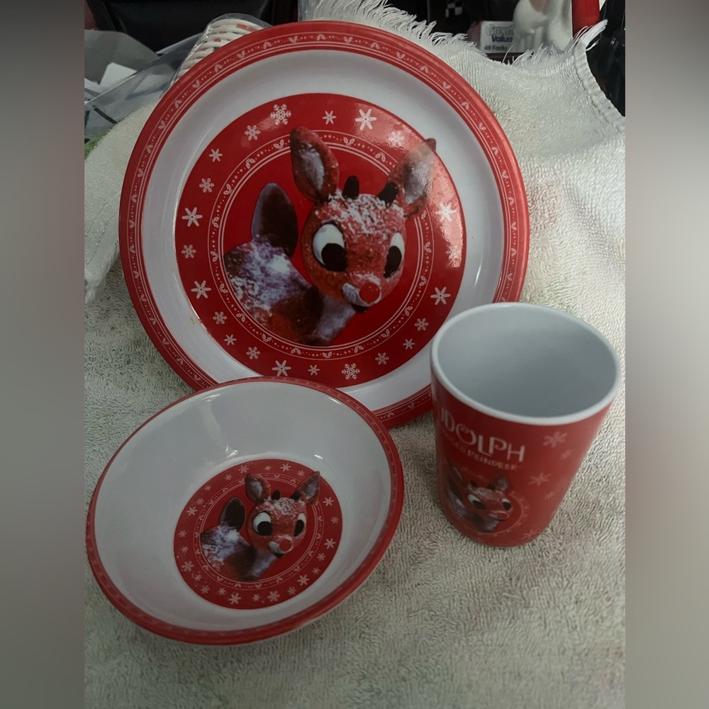 (3) Pc. Rudolph Red Dinnerware Set